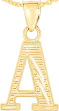 Load image into Gallery viewer, 10k Yellow Gold 0.45" Personalized Lighting Alphabet Letter A - Z Initial Charm Pendant with optional Extendable Chain Necklace