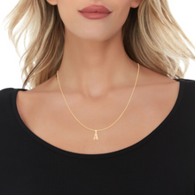 Load image into Gallery viewer, 10k Yellow Gold 0.45" Personalized Lighting Alphabet Letter A - Z Initial Charm Pendant with optional Extendable Chain Necklace