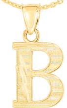 Load image into Gallery viewer, 10k Yellow Gold 0.45" Personalized Lighting Alphabet Letter A - Z Initial Charm Pendant with optional Extendable Chain Necklace