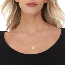 Load image into Gallery viewer, 10k Yellow Gold 0.45" Personalized Lighting Alphabet Letter A - Z Initial Charm Pendant with optional Extendable Chain Necklace