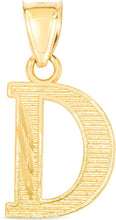 Load image into Gallery viewer, 10k Yellow Gold 0.45" Personalized Lighting Alphabet Letter A - Z Initial Charm Pendant with optional Extendable Chain Necklace