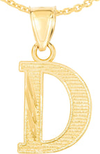 Load image into Gallery viewer, 10k Yellow Gold 0.45" Personalized Lighting Alphabet Letter A - Z Initial Charm Pendant with optional Extendable Chain Necklace