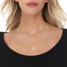 Load image into Gallery viewer, 10k Yellow Gold 0.45" Personalized Lighting Alphabet Letter A - Z Initial Charm Pendant with optional Extendable Chain Necklace