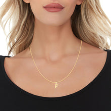 Load image into Gallery viewer, 10k Yellow Gold 0.45" Personalized Lighting Alphabet Letter A - Z Initial Charm Pendant with optional Extendable Chain Necklace