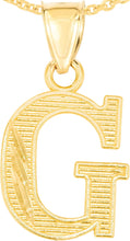 Load image into Gallery viewer, 10k Yellow Gold 0.45" Personalized Lighting Alphabet Letter A - Z Initial Charm Pendant with optional Extendable Chain Necklace