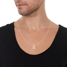 Load image into Gallery viewer, 10k Yellow Gold 0.45" Personalized Lighting Alphabet Letter A - Z Initial Charm Pendant with optional Extendable Chain Necklace