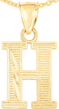 Load image into Gallery viewer, 10k Yellow Gold 0.45" Personalized Lighting Alphabet Letter A - Z Initial Charm Pendant with optional Extendable Chain Necklace
