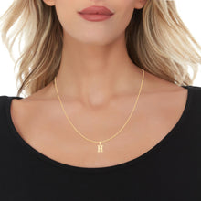 Load image into Gallery viewer, 10k Yellow Gold 0.45" Personalized Lighting Alphabet Letter A - Z Initial Charm Pendant with optional Extendable Chain Necklace