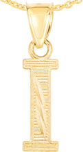 Load image into Gallery viewer, 10k Yellow Gold 0.45" Personalized Lighting Alphabet Letter A - Z Initial Charm Pendant with optional Extendable Chain Necklace