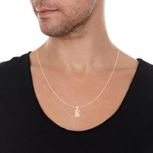 Load image into Gallery viewer, 10k Yellow Gold 0.45" Personalized Lighting Alphabet Letter A - Z Initial Charm Pendant with optional Extendable Chain Necklace