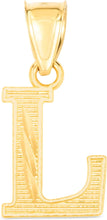 Load image into Gallery viewer, 10k Yellow Gold 0.45" Personalized Lighting Alphabet Letter A - Z Initial Charm Pendant with optional Extendable Chain Necklace