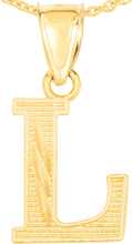 Load image into Gallery viewer, 10k Yellow Gold 0.45" Personalized Lighting Alphabet Letter A - Z Initial Charm Pendant with optional Extendable Chain Necklace