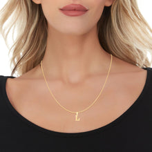 Load image into Gallery viewer, 10k Yellow Gold 0.45" Personalized Lighting Alphabet Letter A - Z Initial Charm Pendant with optional Extendable Chain Necklace