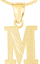 Load image into Gallery viewer, 10k Yellow Gold 0.45" Personalized Lighting Alphabet Letter A - Z Initial Charm Pendant with optional Extendable Chain Necklace