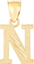 Load image into Gallery viewer, 10k Yellow Gold 0.45" Personalized Lighting Alphabet Letter A - Z Initial Charm Pendant with optional Extendable Chain Necklace