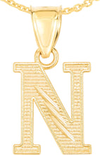 Load image into Gallery viewer, 10k Yellow Gold 0.45" Personalized Lighting Alphabet Letter A - Z Initial Charm Pendant with optional Extendable Chain Necklace