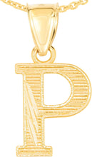 Load image into Gallery viewer, 10k Yellow Gold 0.45" Personalized Lighting Alphabet Letter A - Z Initial Charm Pendant with optional Extendable Chain Necklace