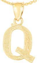 Load image into Gallery viewer, 10k Yellow Gold 0.45" Personalized Lighting Alphabet Letter A - Z Initial Charm Pendant with optional Extendable Chain Necklace