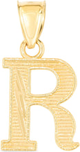 Load image into Gallery viewer, 10k Yellow Gold 0.45" Personalized Lighting Alphabet Letter A - Z Initial Charm Pendant with optional Extendable Chain Necklace