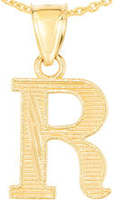 Load image into Gallery viewer, 10k Yellow Gold 0.45" Personalized Lighting Alphabet Letter A - Z Initial Charm Pendant with optional Extendable Chain Necklace