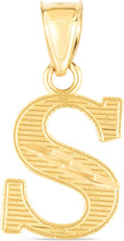 Load image into Gallery viewer, 10k Yellow Gold 0.45" Personalized Lighting Alphabet Letter A - Z Initial Charm Pendant with optional Extendable Chain Necklace