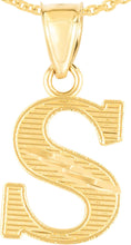 Load image into Gallery viewer, 10k Yellow Gold 0.45" Personalized Lighting Alphabet Letter A - Z Initial Charm Pendant with optional Extendable Chain Necklace