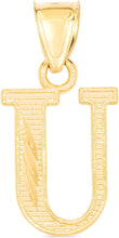 Load image into Gallery viewer, 10k Yellow Gold 0.45" Personalized Lighting Alphabet Letter A - Z Initial Charm Pendant with optional Extendable Chain Necklace