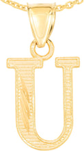 Load image into Gallery viewer, 10k Yellow Gold 0.45" Personalized Lighting Alphabet Letter A - Z Initial Charm Pendant with optional Extendable Chain Necklace