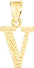 Load image into Gallery viewer, 10k Yellow Gold 0.45" Personalized Lighting Alphabet Letter A - Z Initial Charm Pendant with optional Extendable Chain Necklace
