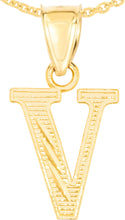 Load image into Gallery viewer, 10k Yellow Gold 0.45" Personalized Lighting Alphabet Letter A - Z Initial Charm Pendant with optional Extendable Chain Necklace
