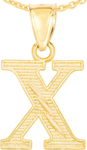 Load image into Gallery viewer, 10k Yellow Gold 0.45" Personalized Lighting Alphabet Letter A - Z Initial Charm Pendant with optional Extendable Chain Necklace