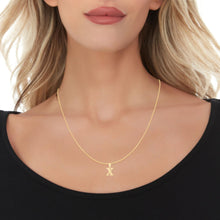 Load image into Gallery viewer, 10k Yellow Gold 0.45" Personalized Lighting Alphabet Letter A - Z Initial Charm Pendant with optional Extendable Chain Necklace