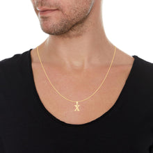 Load image into Gallery viewer, 10k Yellow Gold 0.45" Personalized Lighting Alphabet Letter A - Z Initial Charm Pendant with optional Extendable Chain Necklace