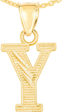 Load image into Gallery viewer, 10k Yellow Gold 0.45" Personalized Lighting Alphabet Letter A - Z Initial Charm Pendant with optional Extendable Chain Necklace