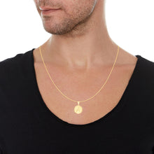 Load image into Gallery viewer, 10k Yellow Gold 0.63" Personalized Medallion Alphabet Letter A - Z Initial Charm Pendant with optional Extendable Chain Necklace