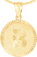 Load image into Gallery viewer, 10k Yellow Gold 0.63" Personalized Medallion Alphabet Letter A - Z Initial Charm Pendant with optional Extendable Chain Necklace