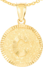 Load image into Gallery viewer, 10k Yellow Gold 0.63" Personalized Medallion Alphabet Letter A - Z Initial Charm Pendant with optional Extendable Chain Necklace