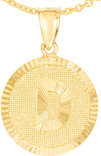 Load image into Gallery viewer, 10k Yellow Gold 0.63" Personalized Medallion Alphabet Letter A - Z Initial Charm Pendant with optional Extendable Chain Necklace