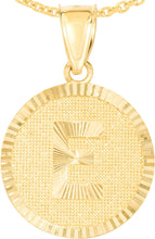 Load image into Gallery viewer, 10k Yellow Gold 0.63" Personalized Medallion Alphabet Letter A - Z Initial Charm Pendant with optional Extendable Chain Necklace