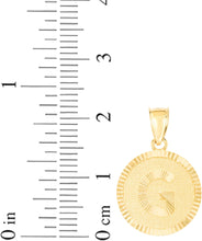 Load image into Gallery viewer, 10k Yellow Gold 0.63" Personalized Medallion Alphabet Letter A - Z Initial Charm Pendant with optional Extendable Chain Necklace