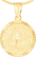 Load image into Gallery viewer, 10k Yellow Gold 0.63" Personalized Medallion Alphabet Letter A - Z Initial Charm Pendant with optional Extendable Chain Necklace