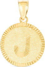 Load image into Gallery viewer, 10k Yellow Gold 0.63" Personalized Medallion Alphabet Letter A - Z Initial Charm Pendant with optional Extendable Chain Necklace