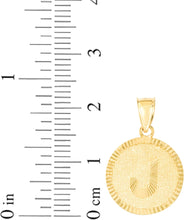 Load image into Gallery viewer, 10k Yellow Gold 0.63" Personalized Medallion Alphabet Letter A - Z Initial Charm Pendant with optional Extendable Chain Necklace