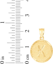 Load image into Gallery viewer, 10k Yellow Gold 0.63" Personalized Medallion Alphabet Letter A - Z Initial Charm Pendant with optional Extendable Chain Necklace