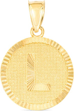 Load image into Gallery viewer, 10k Yellow Gold 0.63" Personalized Medallion Alphabet Letter A - Z Initial Charm Pendant with optional Extendable Chain Necklace