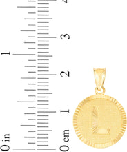 Load image into Gallery viewer, 10k Yellow Gold 0.63" Personalized Medallion Alphabet Letter A - Z Initial Charm Pendant with optional Extendable Chain Necklace