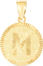 Load image into Gallery viewer, 10k Yellow Gold 0.63" Personalized Medallion Alphabet Letter A - Z Initial Charm Pendant with optional Extendable Chain Necklace