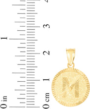 Load image into Gallery viewer, 10k Yellow Gold 0.63" Personalized Medallion Alphabet Letter A - Z Initial Charm Pendant with optional Extendable Chain Necklace