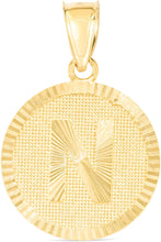 Load image into Gallery viewer, 10k Yellow Gold 0.63" Personalized Medallion Alphabet Letter A - Z Initial Charm Pendant with optional Extendable Chain Necklace