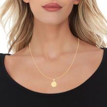 Load image into Gallery viewer, 10k Yellow Gold 0.63" Personalized Medallion Alphabet Letter A - Z Initial Charm Pendant with optional Extendable Chain Necklace